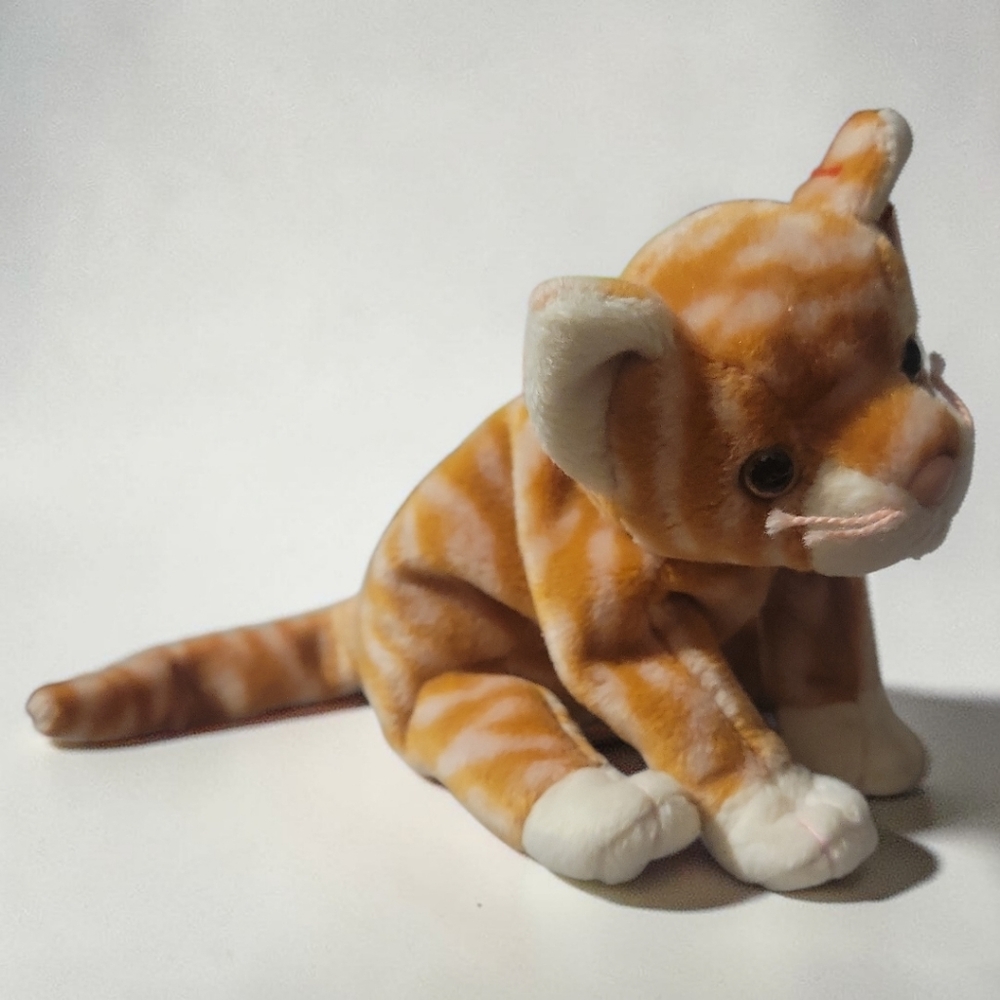 Vtg 1999 Ty Amber Tabby Cat Kitty Beanie Baby 8" - Picture 3 of 11